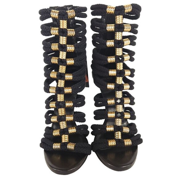 BALMAIN x H&M Sandal Boots Size 38 US 7 Womens Black Strappy Heels Pumps RARE! - Picture 3 of 12